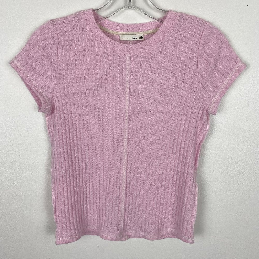 Aritzia Wilfred Lavender Ribbed Short Sleeve Top M